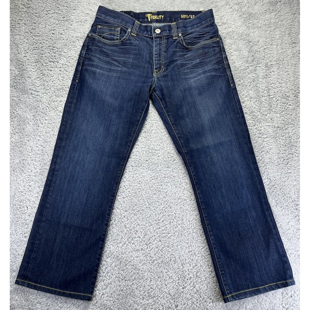 Fidelity Mens 5011 Calvary Dark Blue Denim Jeans - 33 x 26.5 Made in USA